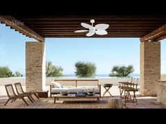 Ventilateur de plafond tropical décoratif de 52 pouces avec lumière, pales en ABS, moteur CC silencieux