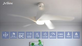 Ventilateur de plafond blanc moderne de 62 pouces avec lumière LED