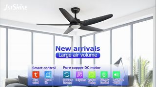Ventilateur de plafond noir moderne de 52 pouces avec lumière LED