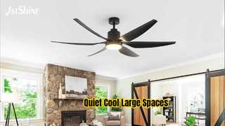 Lumière LED silencieuse de moteur à courant continu de ventilateur de plafond noir de 66 pouces