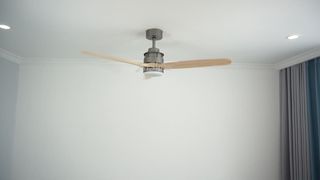 Ventilateur de plafond en bois gris moderne, moteur à courant continu de 52 pouces