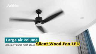 Lumière LED de ventilateur de plafond en bois noir moderne