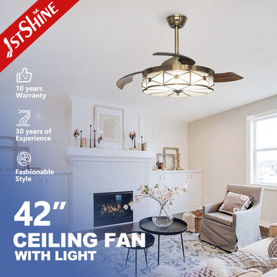 acheter 230v ventilateur de plafond rétractable invisible avec lumière rétro décoratif en cuivre pur fabrication en ligne