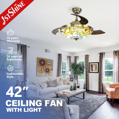 acheter Ventilateur de plafond rétractable de 42 pouces avec lumière LED 3 couleurs fabrication en ligne