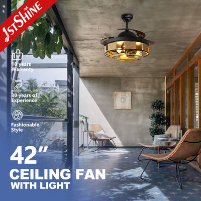 acheter Ventilateur de plafond rétractable noir de 42 pouces avec télécommande légère fabrication en ligne