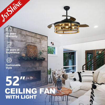 acheter Ventilateur de plafond rétractable de 52 pouces à large débit d'air avec lame cachée et fonction de mémoire fabrication en ligne