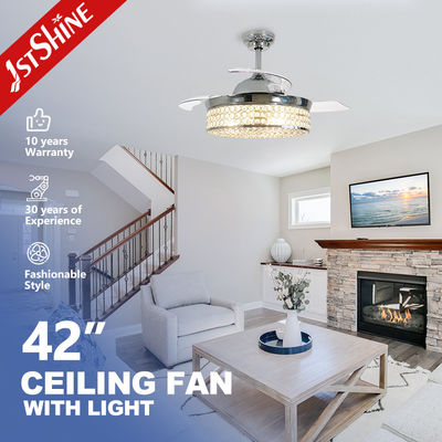acheter Lumière escamotable de fan de plafond en cristal de basse énergie de moteur à courant alternatif de lames pour la chambre à coucher fabrication en ligne