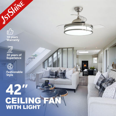 acheter Ventilateur de plafond rétractable à lames LED 42 pouces en nickel satiné pour bureau à domicile fabrication en ligne