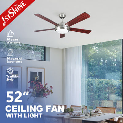 acheter 110V/50Hz Voltage 1stshine 52 pouces refroidissement par air moteur CC 5 lames de contreplaqué Ventilateurs de plafond LED modernes avec lumières fabrication en ligne