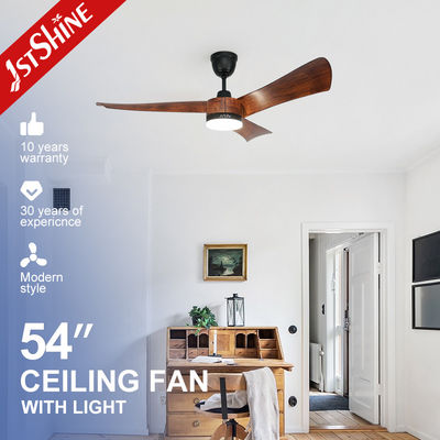 acheter Ventilateur de plafond LED de couleur bois de 54 pouces 3 lames en plastique avec télécommande fabrication en ligne