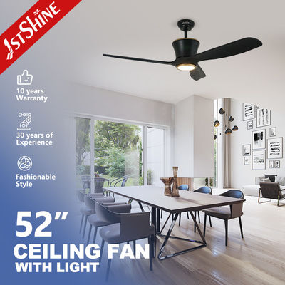 acheter Source d'alimentation en cuivre pur à courant continu à lames en bois noir à ventilateur de plafond LED avec éclairage 3 couleurs fabrication en ligne