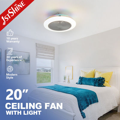 Home Office ventilateur de plafond LED de 20 pouces avec lames cachées de lumière multicolore à distance et RVB