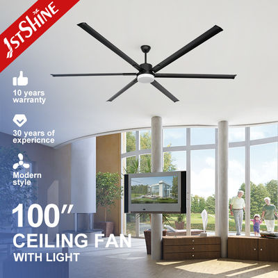 Ventilateur de plafond à moteur à courant continu de 100 pouces noir à lame métallique moderne avec lumière LED 3 couleurs