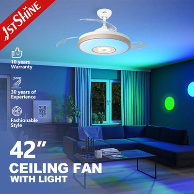 Ventilateur de plafond à lumière nocturne multicolore avec lames cachées et moteur AC 110-240V / 50Hz-60Hz