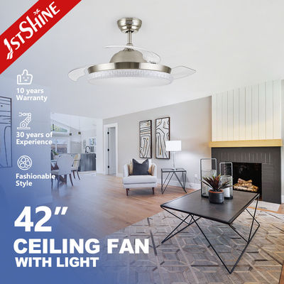 Ventilateurs de plafond de lustre de cristal rétractable de 42 pouces