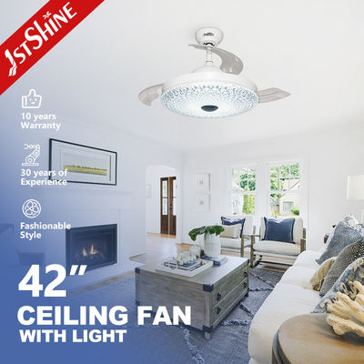 230V moteur à courant continu ventilateur rétractable plafond lumière lampe acrylique ombre