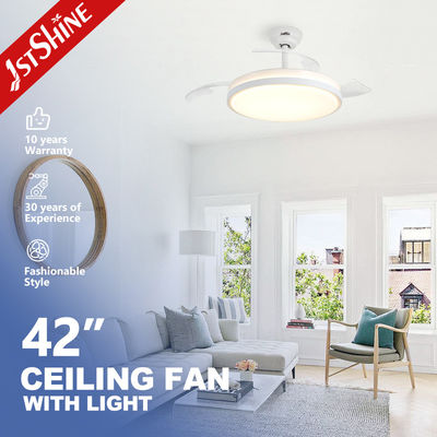 Bon prix Les lames rétractables et la lumière 42 pouces Blanc Fancy LED Ventilateur de plafond Matériau acrylique métallique 2- en ligne