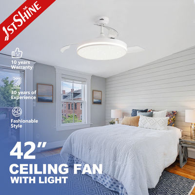 Design moderne 1stshine blanc étoilé ventilateur de plafond LED avec lames cachées et moteur CC