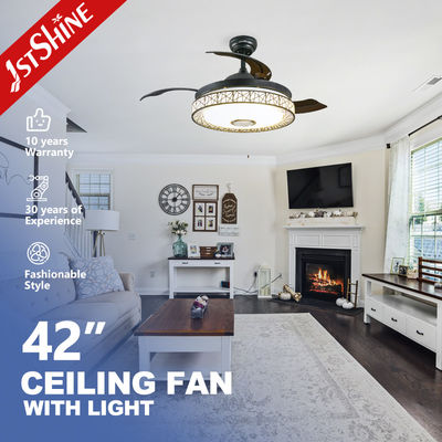 Ventilateur de plafond de musique LED multifonctionnel de 42 pouces avec haut-parleur Hifi et lumière disco RGB
