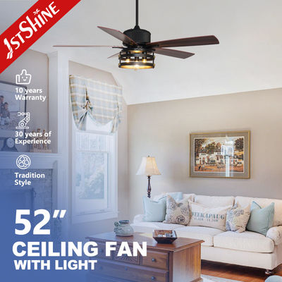 Ventilateur de plafond industriel de 52 pouces noir moteur CC décoratif intérieur