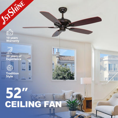 Couleur de café classique 5 lames MDF ODM ventilateur de plafond avec chaîne de traction 3 choix de vitesse
