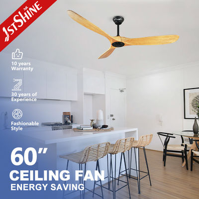 Ventilateur de plafond de 60 pouces à lames de bois massif avec télécommande et couleurs multicolores contrôlées par application