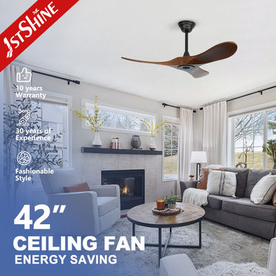 Ventilateur de plafond en bois massif décoratif à faible bruit avec télécommande à 5 vitesses