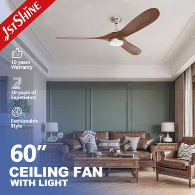 Bon prix Ventilateur de plafond à commande à distance intelligent avec 3 lames en bois naturel et matériau de carrosserie de lampe en métal en ligne