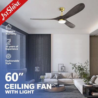 60 pouces de luxe 3 lames en bois plafond de lumière avec ventilateur silencieux moteur DC