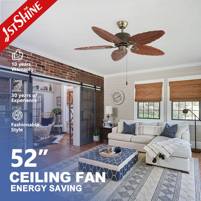 Ventilateur de plafond en bois massif tropical de 52 pouces