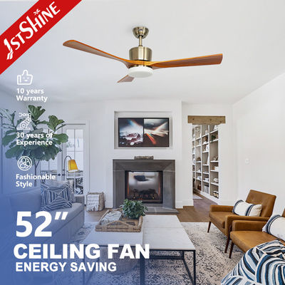 Ventilateur de plafond en bois massif de 52 pouces avec solutions d'éclairage intelligentes et intelligentes
