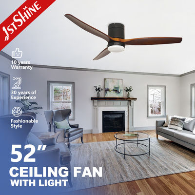 3 lames en bois naturel ventilateur de plafond décoratif à chasse à l'eau monté avec télécommande