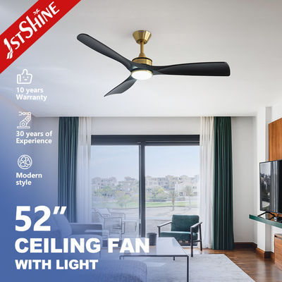 Ventilateur de plafond LED moderne de 52 pouces avec moteur CC, lames ABS noires