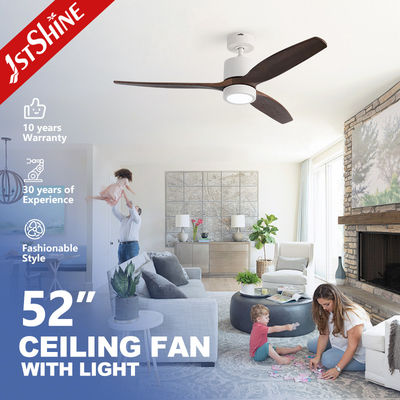 Ventilateur de plafond LED à distance avec 3 lames de bois moderne pour chambre