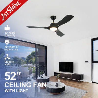 Ventilateur de plafond moderne de salon de 52 pouces avec lumière LED, pales en plastique, moteur CC