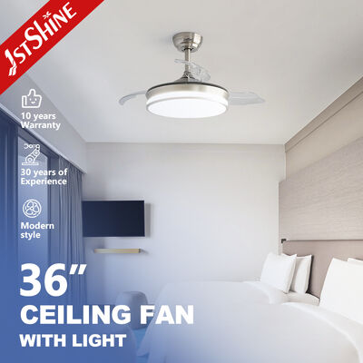 Ventilateur de plafond rétractable de 36 pouces avec lumière atténuée et lames pliables pour chambre ou bureau