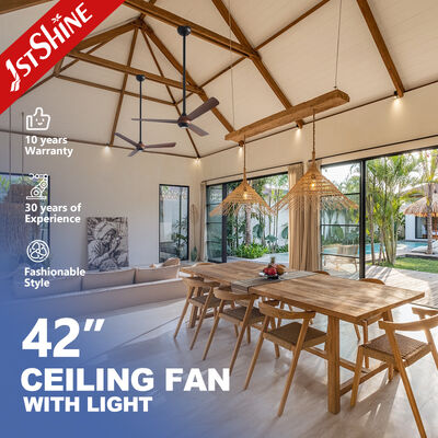 Ventilateur de plafond à moteur à courant continu de 42 pouces avec projecteur LED et choix de 6 vitesses pour les salles à manger et les espaces commerciaux