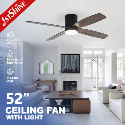 Ventilateur de plafond de 52 pouces avec lumière LED et moteur CC silencieux pour plafonds bas