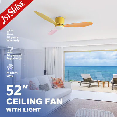 Ventilateur de plafond de macaron personnalisable moderne de 52 pouces avec contrôle léger et intelligent pour plafond bas