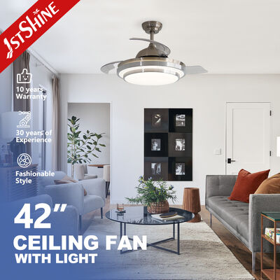 Bon prix Ventilateur de plafond rétractable à lame de 42 pouces avec lumière LED intégrée et moteur CC pour le bureau à domicile en ligne