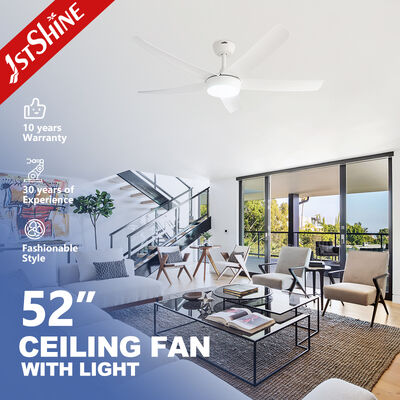 52-Inch Modern Ceiling Fan with Remote Control and Built-In LED Light for Quiet Cooling