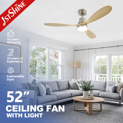 Bon prix Ventilateur de plafond LED de 52 pouces à commande à distance avec lames en bois massif et lumière intégrée en ligne