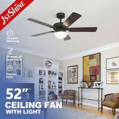 Bon prix Ventilateur de plafond en MDF de 5 lames de 52 pouces avec moteur CC et kit lumineux intégré En ligne