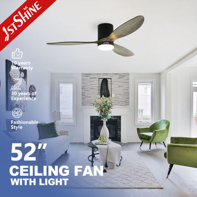 Ventilateur de plafond encastré de 52 pouces avec pales en bois massif et lumière LED pour intérieurs modernes